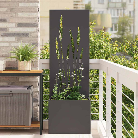 vidaXL Vaso da Giardino con Pannello Decorativo Nero 50 x 140 cm