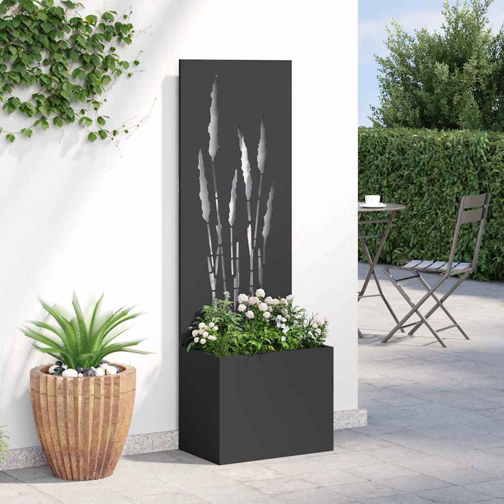 Vaso da Giardino con Pannello Decorativo Nero 50 x 140 cm 876462