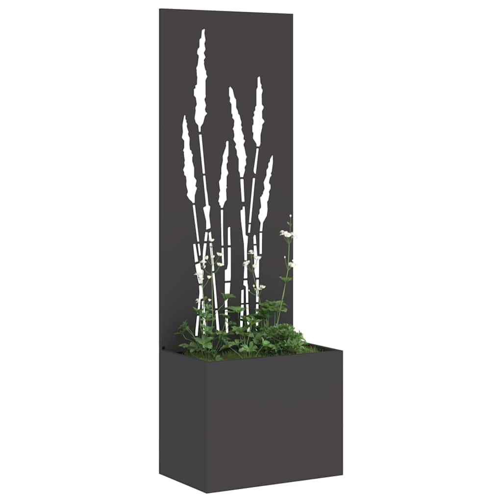 Vaso da Giardino con Pannello Decorativo Nero 50 x 140 cm 876462