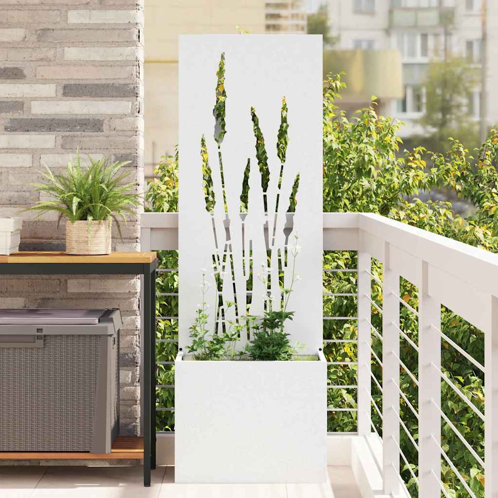 vidaXL Vaso da Giardino con Pannello Decorativo Bianco 50 x 140 cm