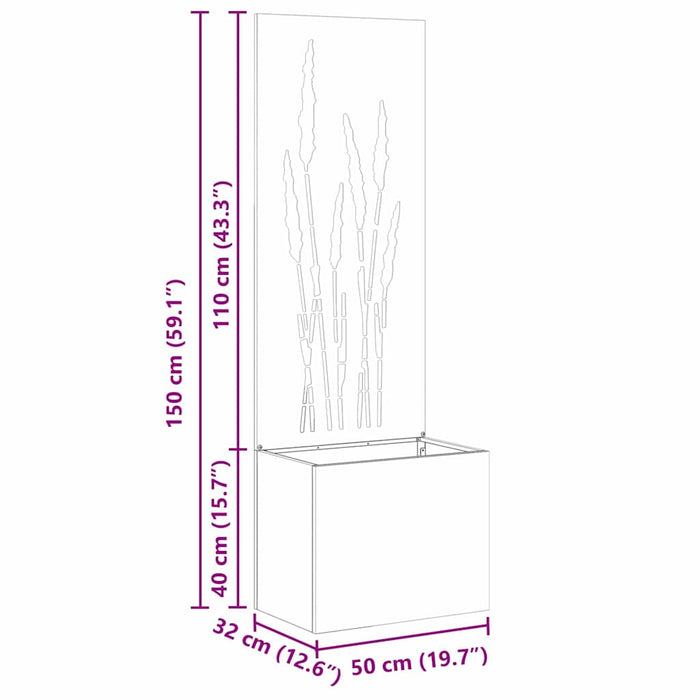 vidaXL Vaso da Giardino con Pannello Decorativo Antracite 50 x 140 cm