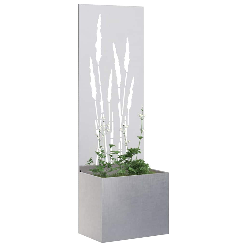 vidaXL Vaso da Giardino con Pannello Decorativo Argento 50 x 140 cm