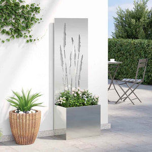 vidaXL Vaso da Giardino con Pannello Decorativo Argento 50 x 140 cm
