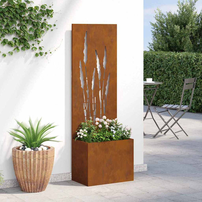Vaso da Giardino con Pannello Decorativo Ruggine 50 x 140 cm 876468