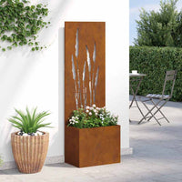 vidaXL Vaso da Giardino con Pannello Decorativo Ruggine 50 x 140 cm