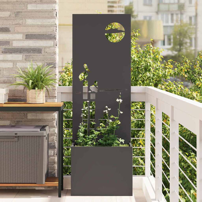 vidaXL Vaso da Giardino con Pannello Decorativo Nero 50 x 140 cm