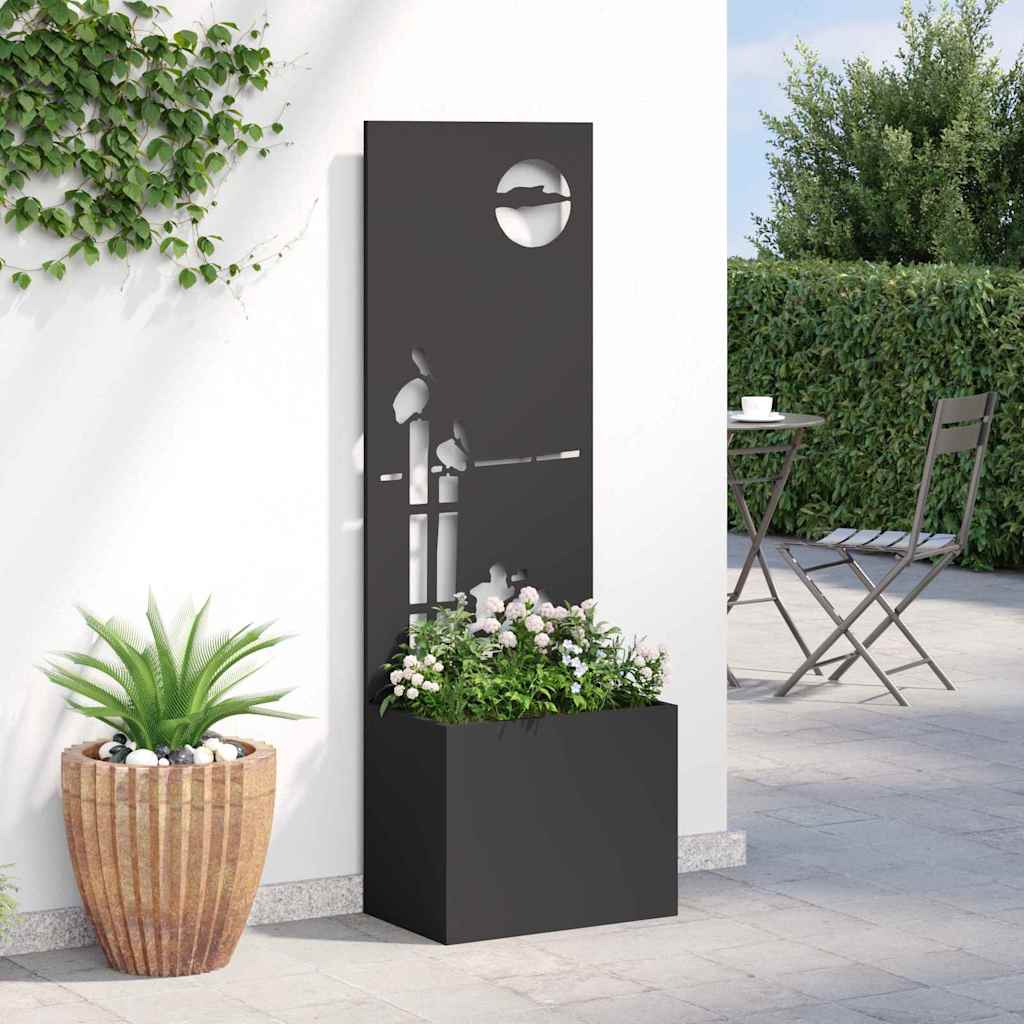 vidaXL Vaso da Giardino con Pannello Decorativo Nero 50 x 140 cm