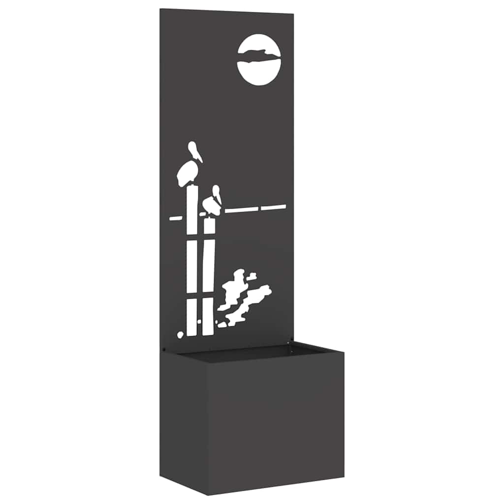 vidaXL Vaso da Giardino con Pannello Decorativo Nero 50 x 140 cm