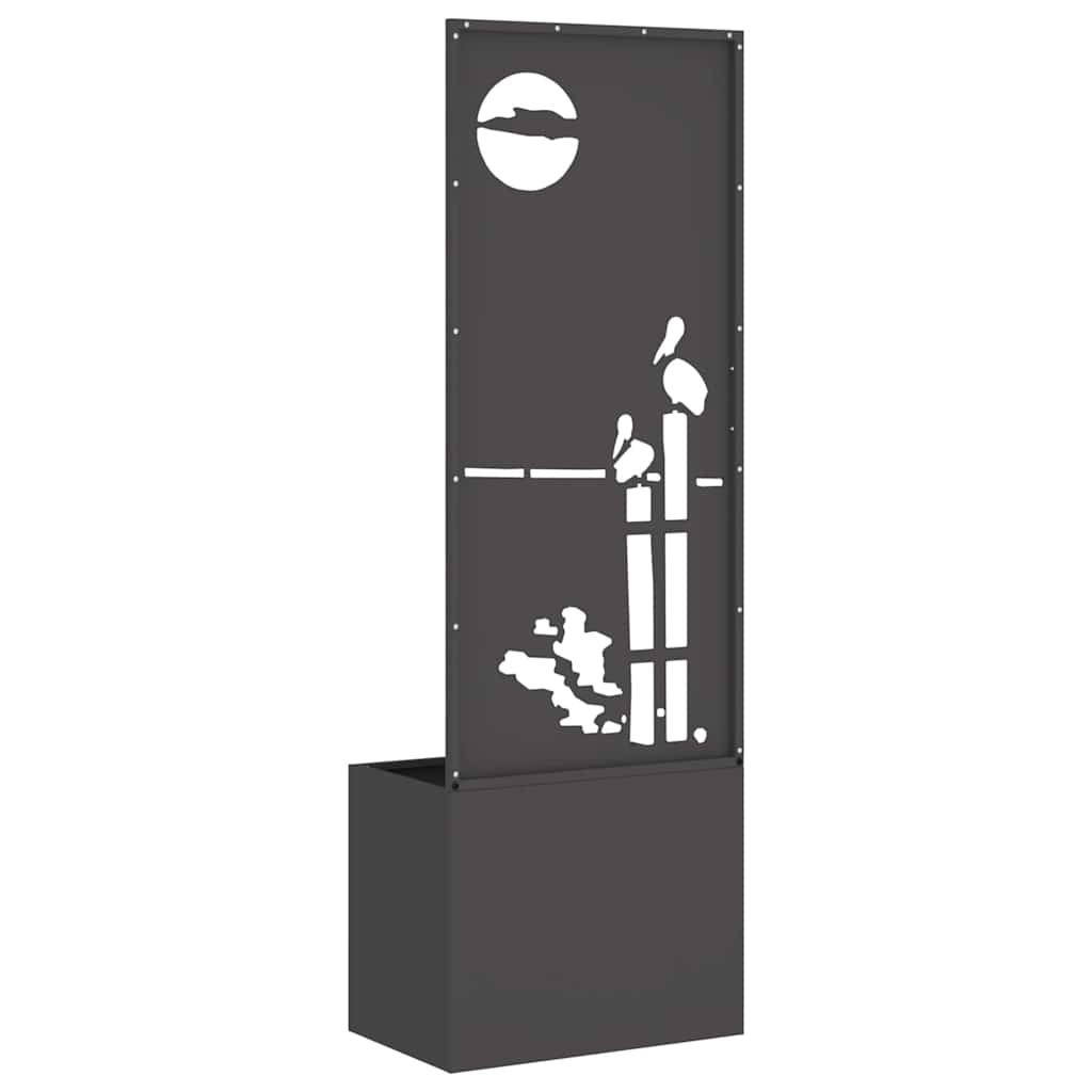 vidaXL Vaso da Giardino con Pannello Decorativo Nero 50 x 140 cm