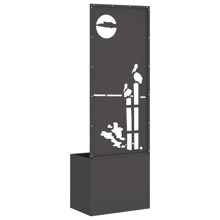 vidaXL Vaso da Giardino con Pannello Decorativo Nero 50 x 140 cm