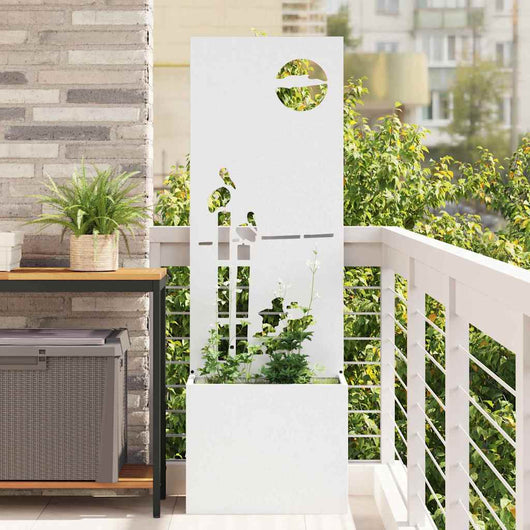 vidaXL Vaso da Giardino con Pannello Decorativo Bianco 50 x 140 cm