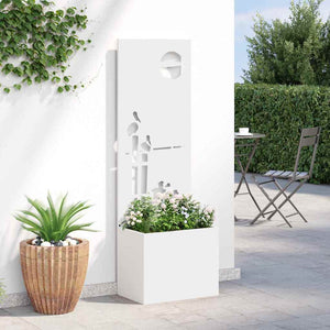 Vaso da Giardino con Pannello Decorativo Bianco 50 x 140 cm 876470