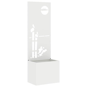 Vaso da Giardino con Pannello Decorativo Bianco 50 x 140 cm 876470