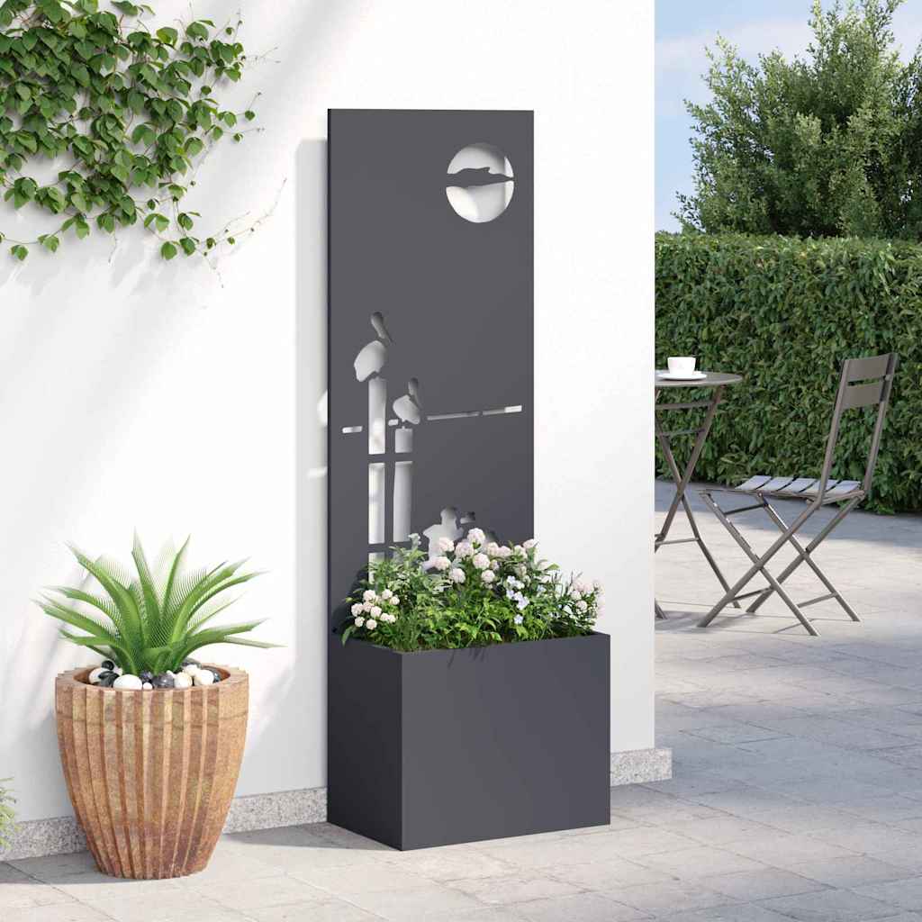 vidaXL Vaso da Giardino con Pannello Decorativo Antracite 50 x 140 cm