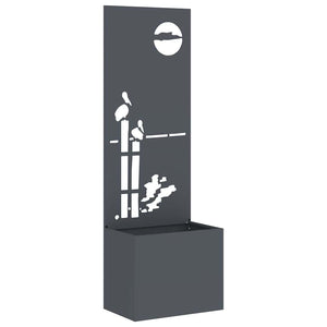 Vaso da Giardino con Pannello Decorativo Antracite 50 x 140 cm 876471