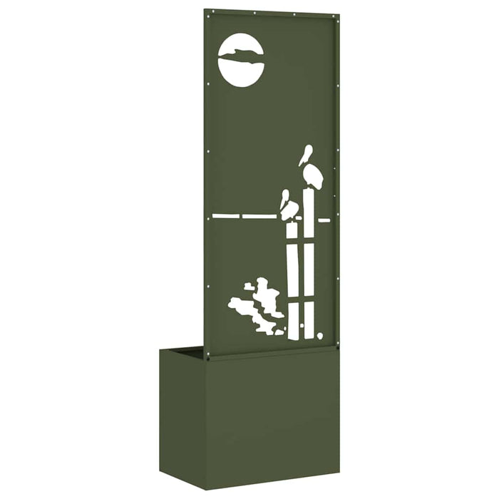 vidaXL Vaso da Giardino con Pannello Decorativo Oliver verde