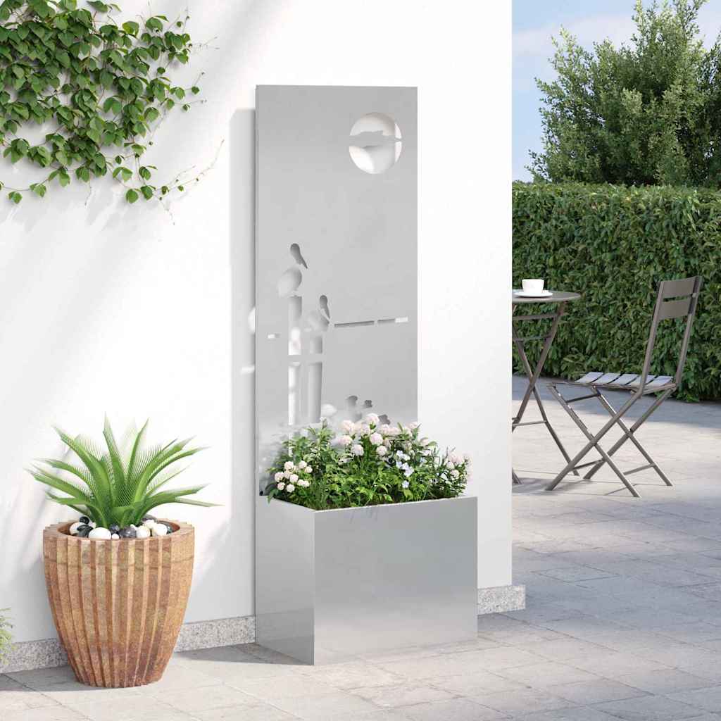 vidaXL Vaso da Giardino con Pannello Decorativo Argento 50 x 140 cm