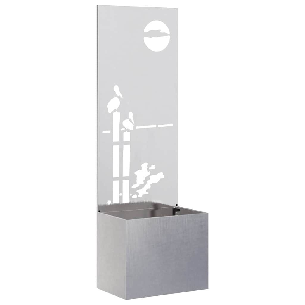 vidaXL Vaso da Giardino con Pannello Decorativo Argento 50 x 140 cm