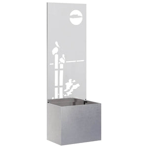 vidaXL Vaso da Giardino con Pannello Decorativo Argento 50 x 140 cm