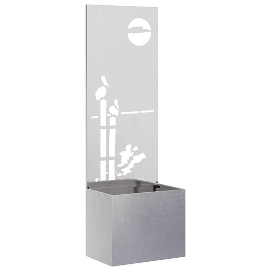 vidaXL Vaso da Giardino con Pannello Decorativo Argento 50 x 140 cm