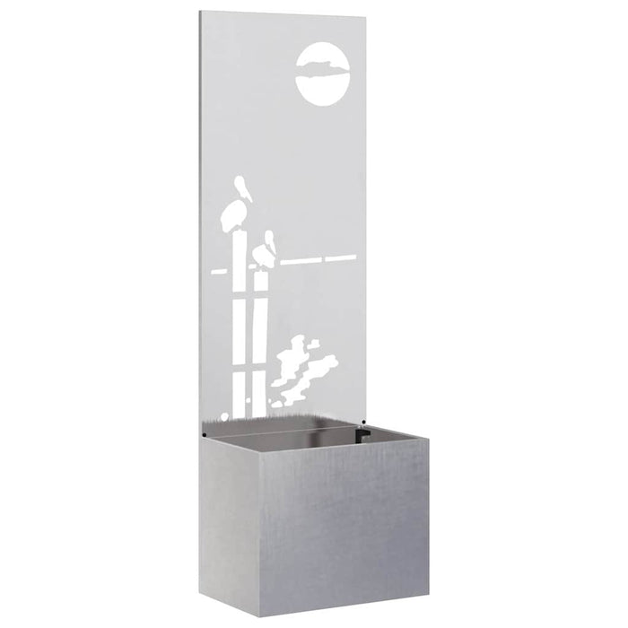 vidaXL Vaso da Giardino con Pannello Decorativo Argento 50 x 140 cm