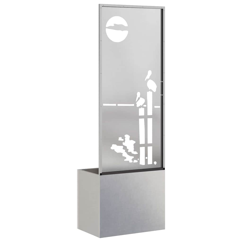 vidaXL Vaso da Giardino con Pannello Decorativo Argento 50 x 140 cm