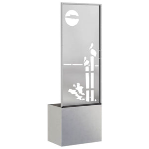 vidaXL Vaso da Giardino con Pannello Decorativo Argento 50 x 140 cm