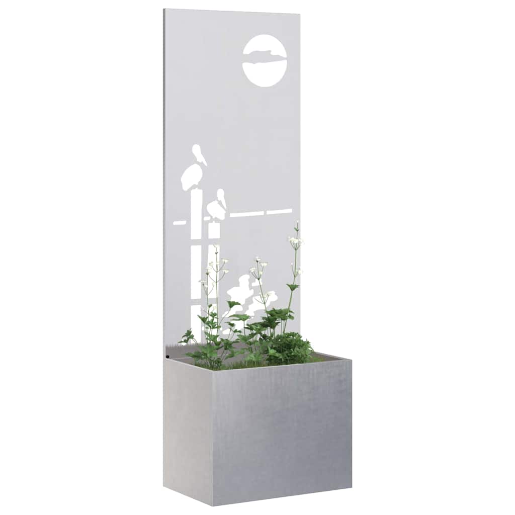 vidaXL Vaso da Giardino con Pannello Decorativo Argento 50 x 140 cm