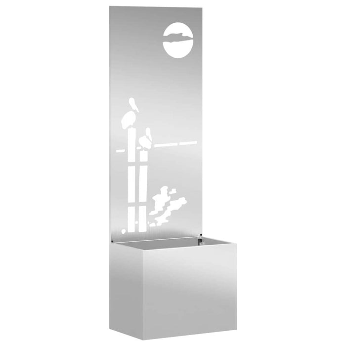 vidaXL Vaso da Giardino con Pannello Decorativo Argento 50 x 140 cm