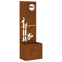 Vaso da Giardino con Pannello Decorativo Ruggine 50 x 140 cm 876475