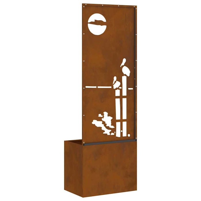 vidaXL Vaso da Giardino con Pannello Decorativo Ruggine 50 x 140 cm