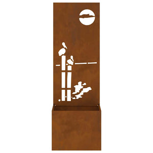 Vaso da Giardino con Pannello Decorativo Ruggine 50 x 140 cm 876475