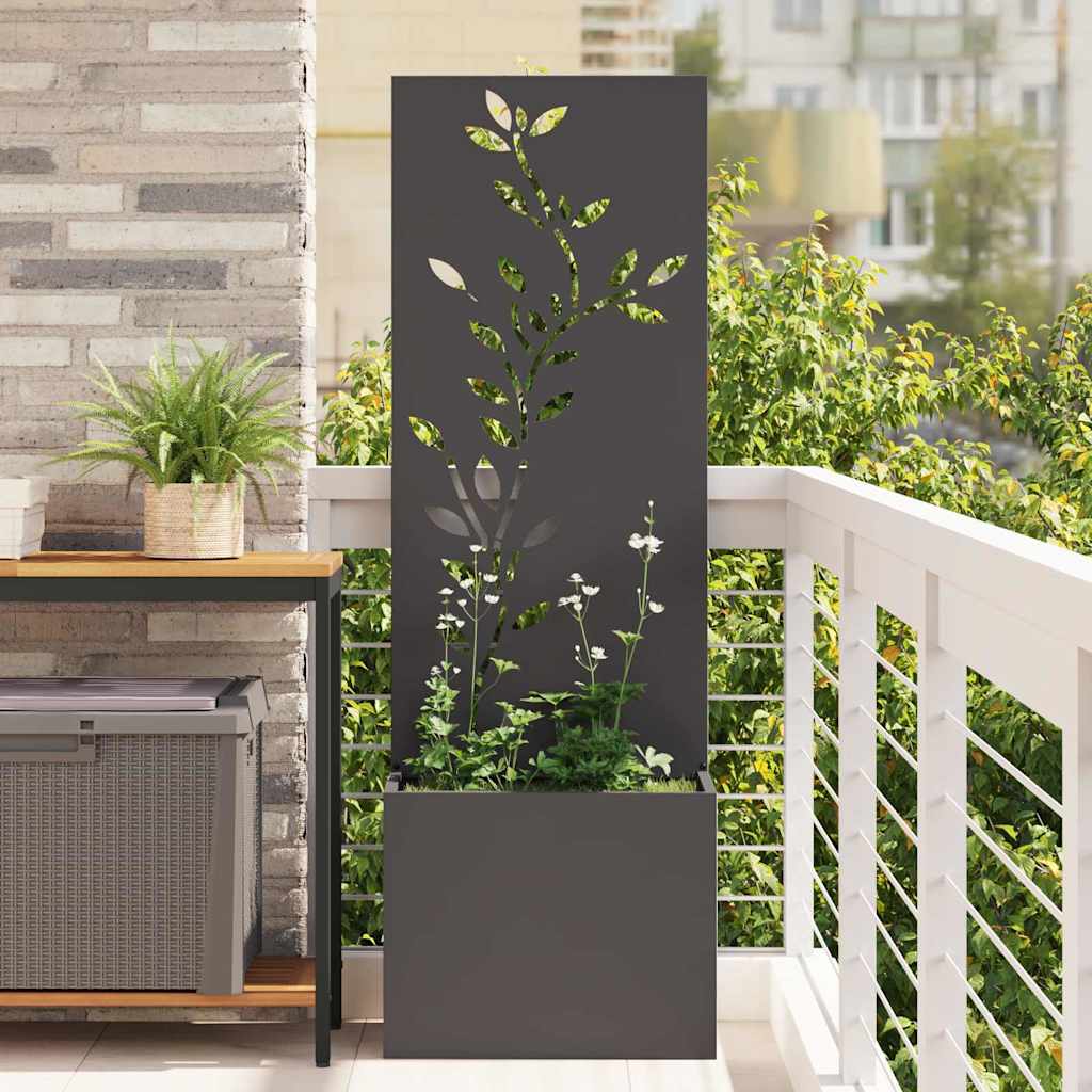 vidaXL Vaso da Giardino con Pannello Decorativo Nero 50 x 140 cm