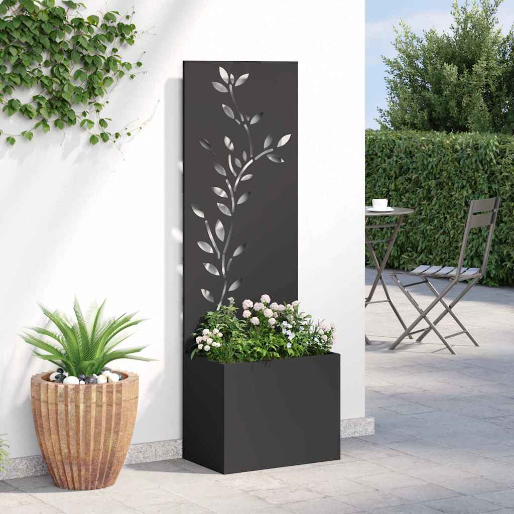 vidaXL Vaso da Giardino con Pannello Decorativo Nero 50 x 140 cm