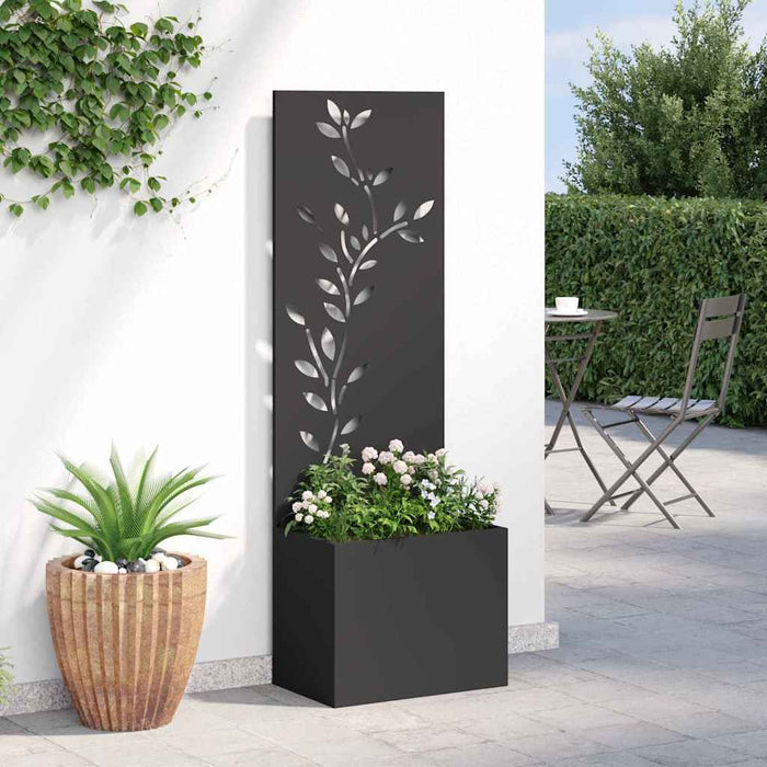 vidaXL Vaso da Giardino con Pannello Decorativo Nero 50 x 140 cm