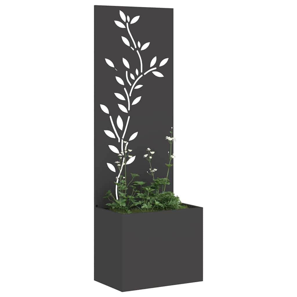 vidaXL Vaso da Giardino con Pannello Decorativo Nero 50 x 140 cm
