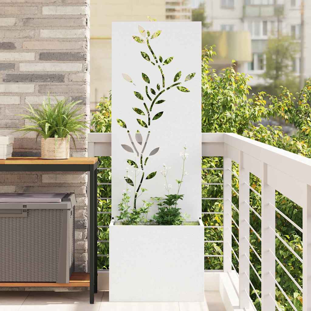 Vaso da Giardino con Pannello Decorativo Bianco 50 x 140 cm 876477