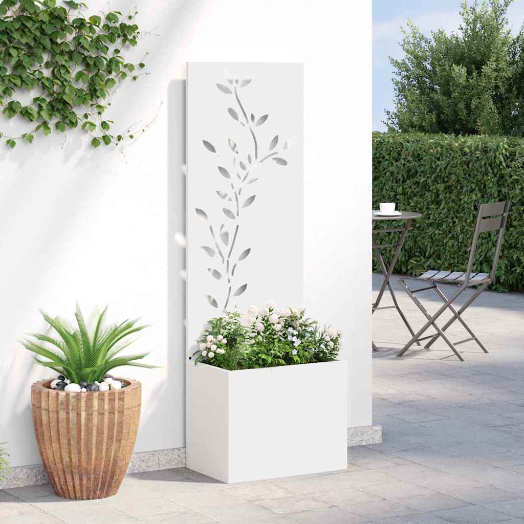 Vaso da Giardino con Pannello Decorativo Bianco 50 x 140 cm 876477