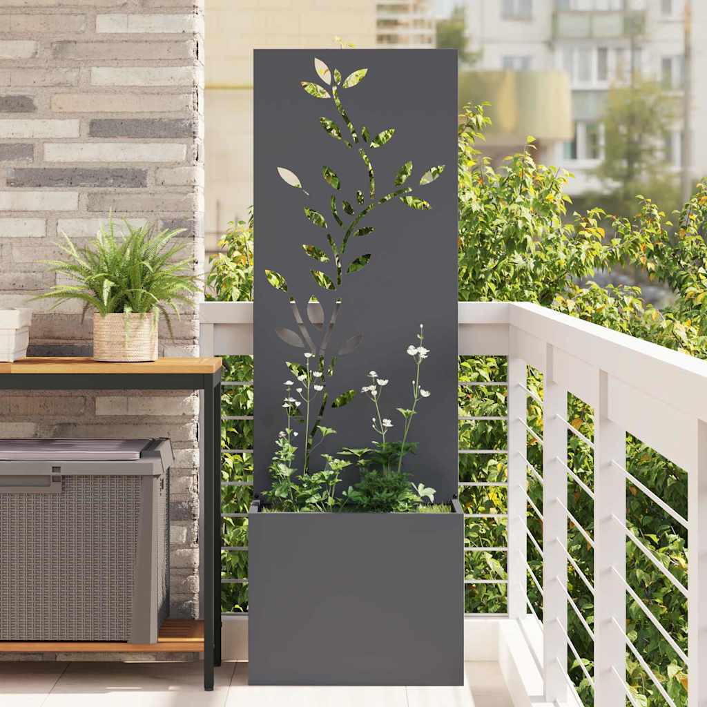 vidaXL Vaso da Giardino con Pannello Decorativo Antracite 50 x 140 cm