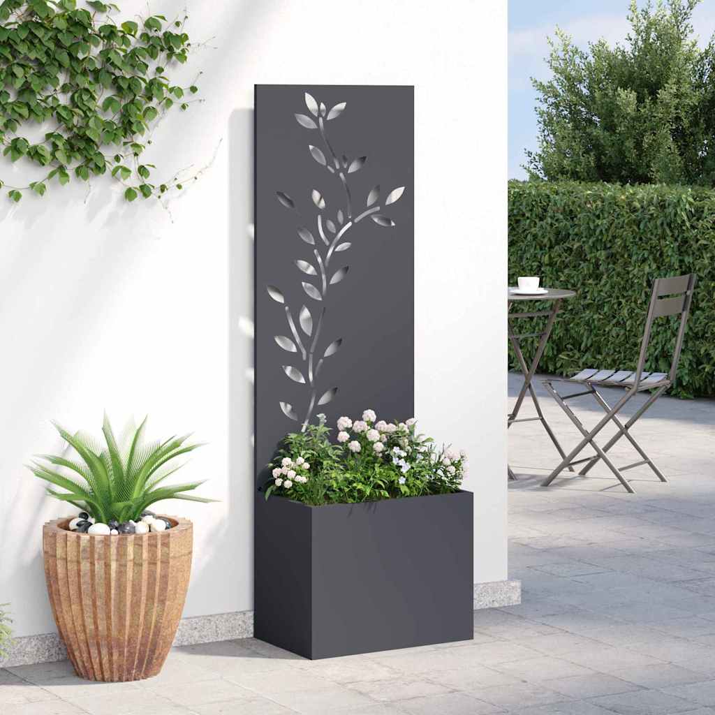 vidaXL Vaso da Giardino con Pannello Decorativo Antracite 50 x 140 cm
