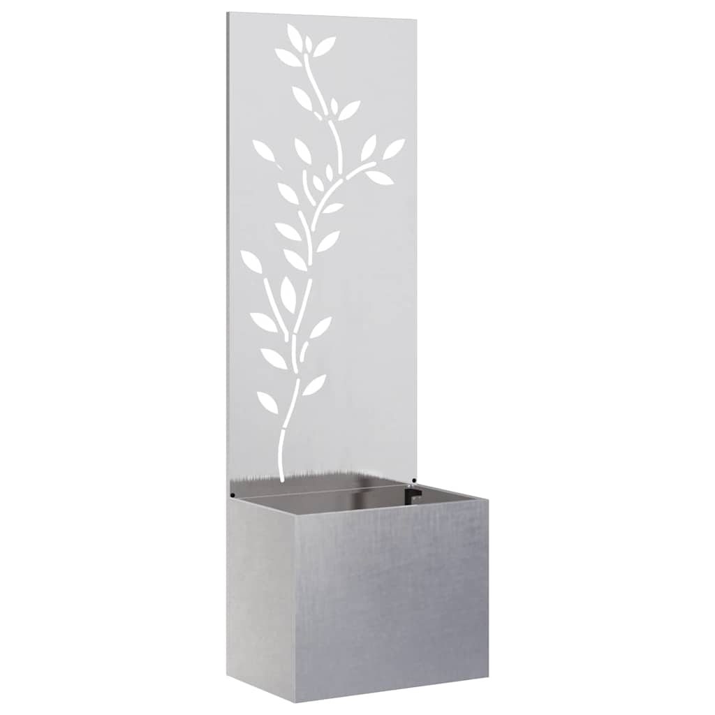 vidaXL Vaso da Giardino con Pannello Decorativo Argento 50 x 140 cm