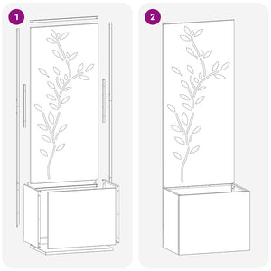 vidaXL Vaso da Giardino con Pannello Decorativo Argento 50 x 140 cm