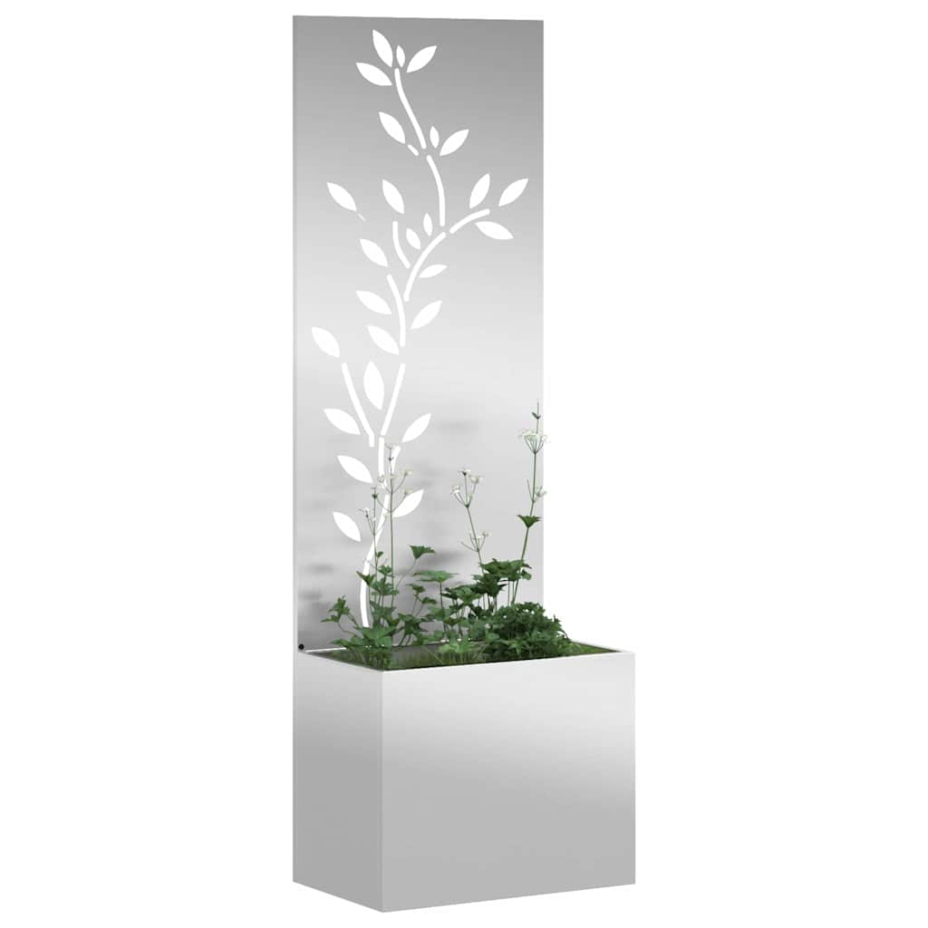 vidaXL Vaso da Giardino con Pannello Decorativo Argento 50 x 140 cm
