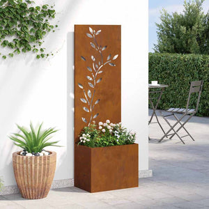Vaso da Giardino con Pannello Decorativo Ruggine 50 x 140 cm 876482