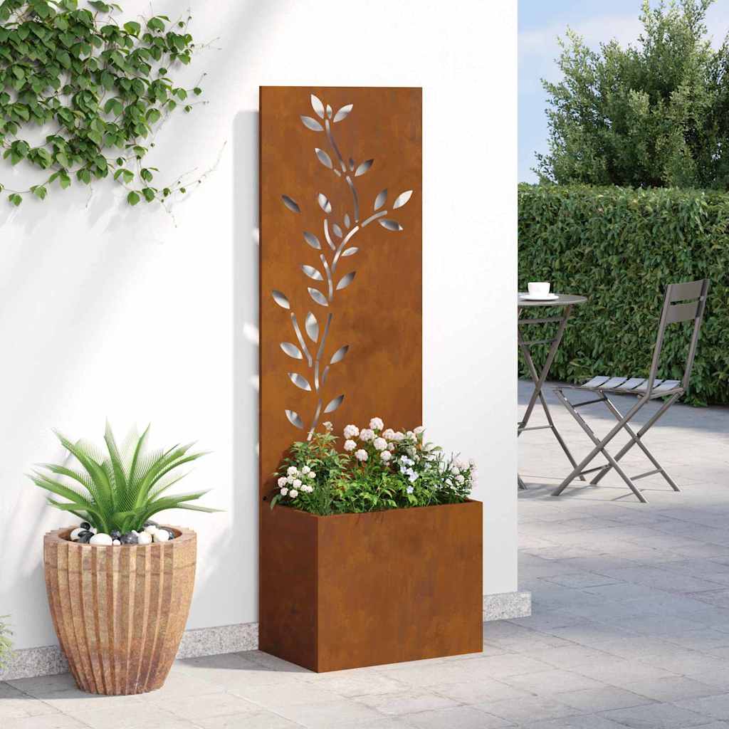 vidaXL Vaso da Giardino con Pannello Decorativo Ruggine 50 x 140 cm