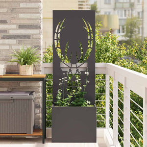 vidaXL Vaso da Giardino con Pannello Decorativo Nero 50 x 140 cm