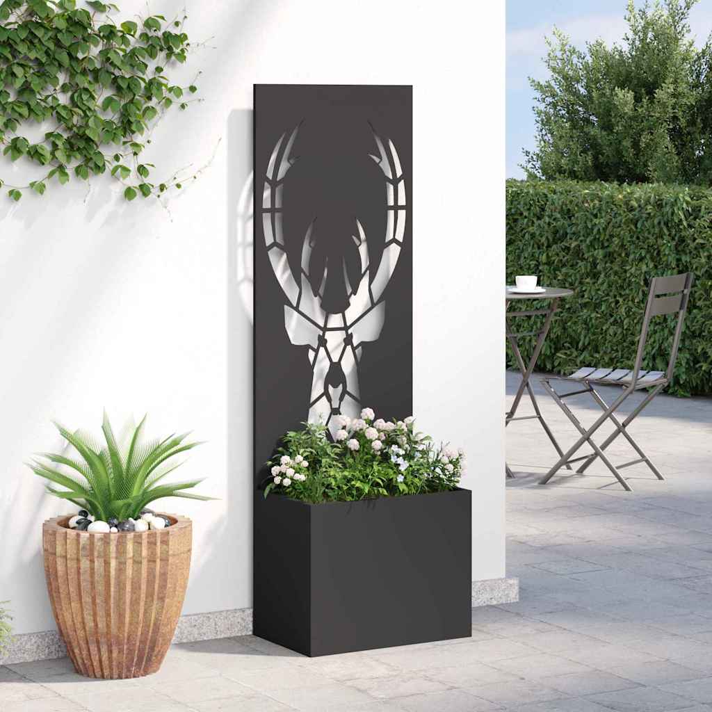Vaso da Giardino con Pannello Decorativo Nero 50 x 140 cm 876483
