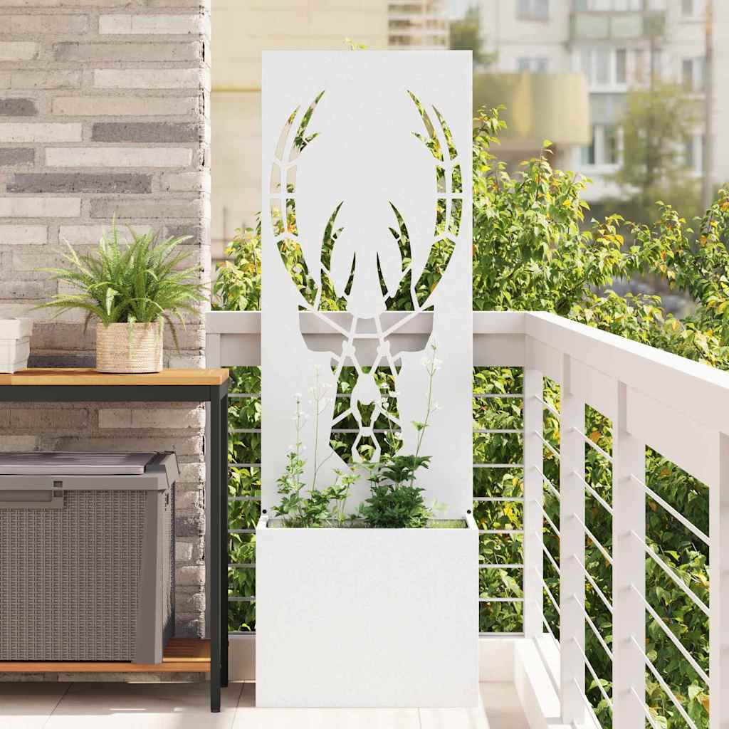 Vaso da Giardino con Pannello Decorativo Bianco 50 x 140 cm 876484