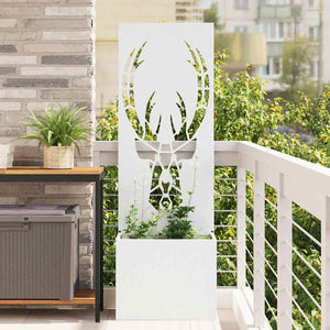 Vaso da Giardino con Pannello Decorativo Bianco 50 x 140 cm 876484