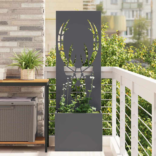 vidaXL Vaso da Giardino con Pannello Decorativo Antracite 50 x 140 cm